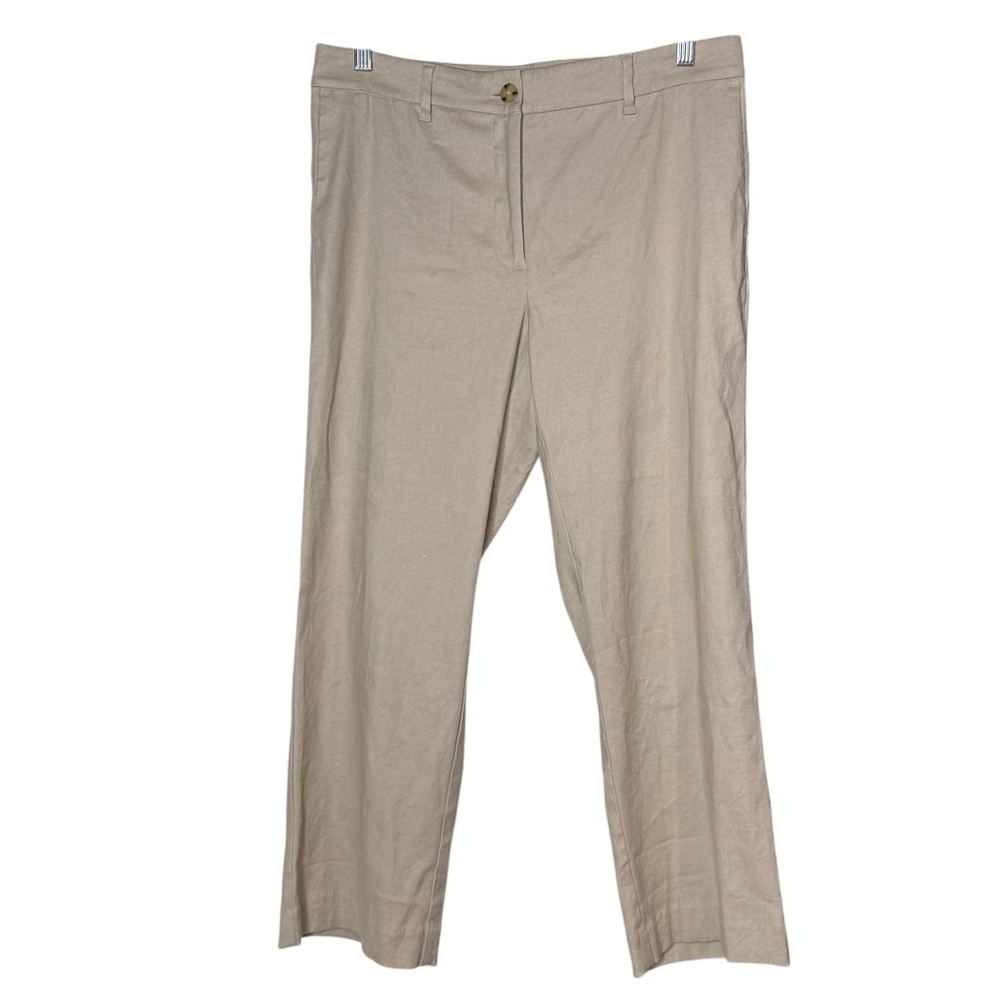 J. Jill Linen Stretch Straight Leg Trouser Pant Size 10 Beige Office Minimalist